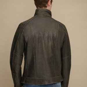 Foster black leather cycle jacket for men - Image 3