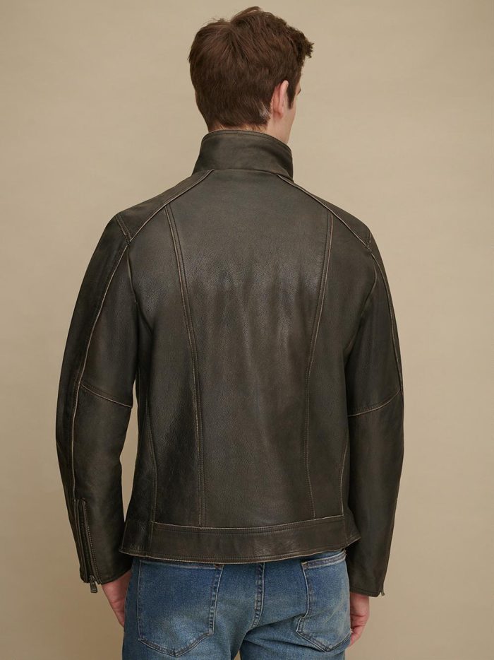 Foster black leather cycle jacket for men - Image 3