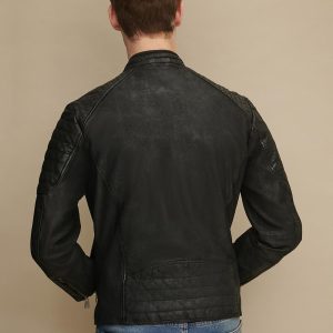 Zack black leather moto jacket for men - Image 2