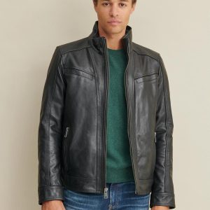Sean vintage black leather jacket for men