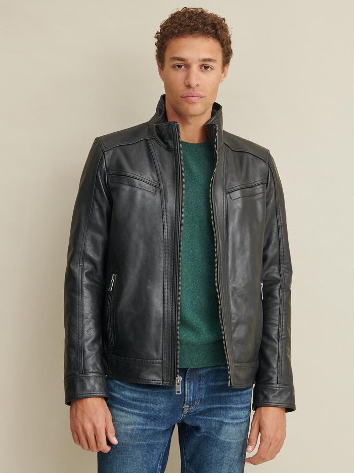 Sean vintage black leather jacket for men