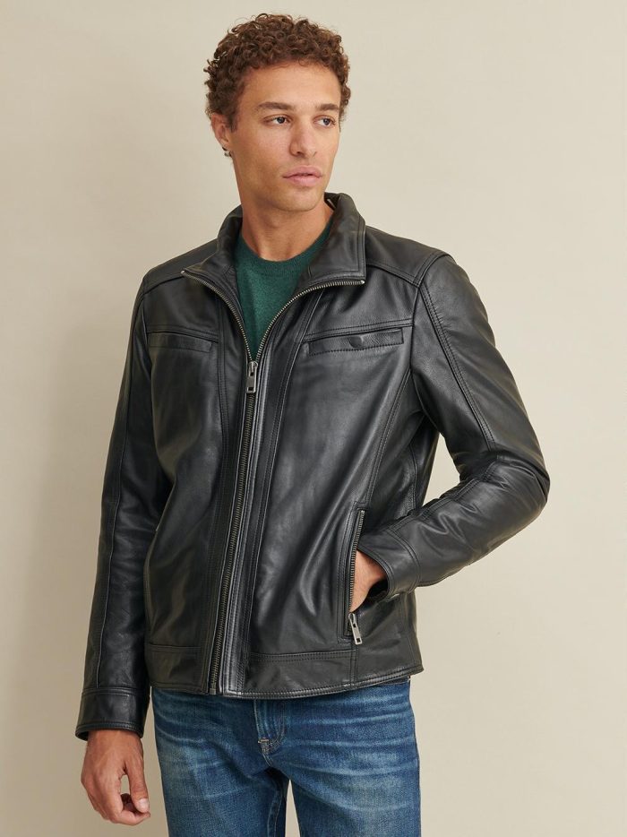 Sean vintage black leather jacket for men - Image 2