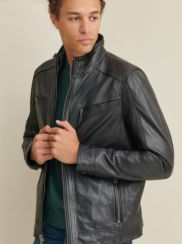 Sean vintage black leather jacket for men - Image 3
