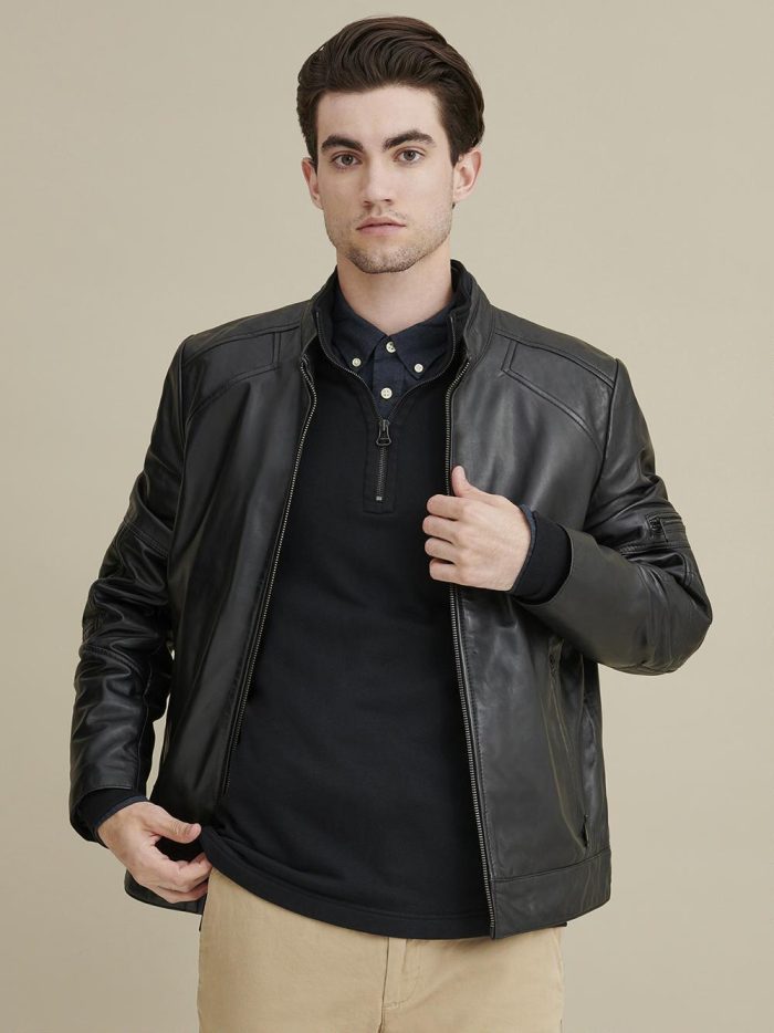 Toby black leather jacket for men - Image 2