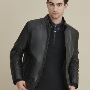 Toby black leather jacket for men
