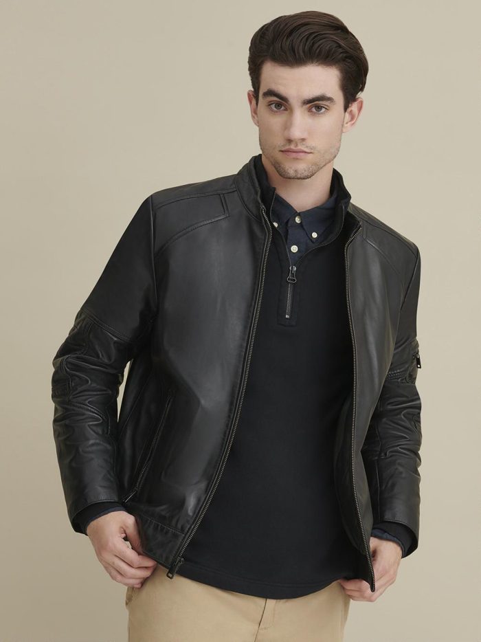 Toby black leather jacket for men