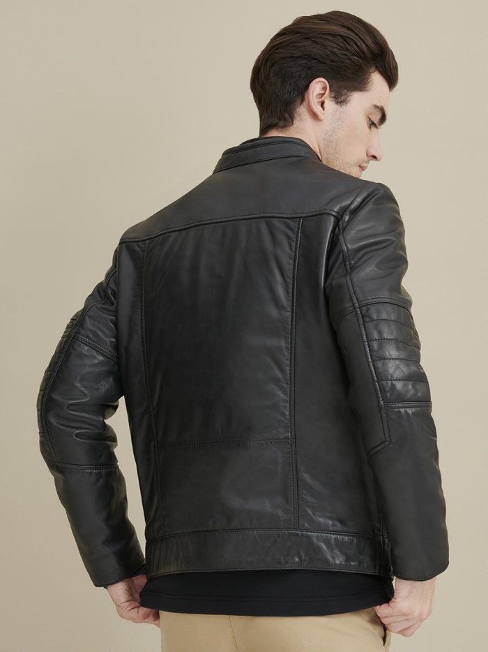 Toby black leather jacket for men - Image 3