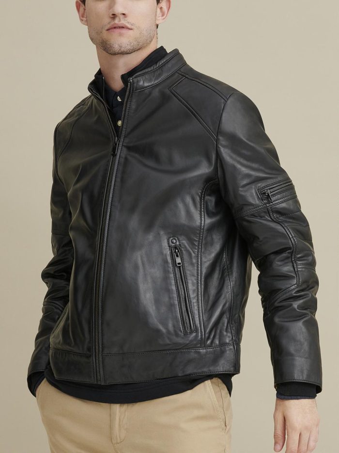 Toby black leather jacket for men - Image 4