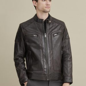 Mason quilted black leather jacket for men