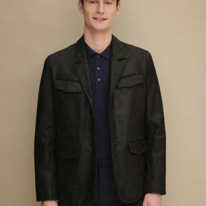 Henry black leather blazer for men - Image 2