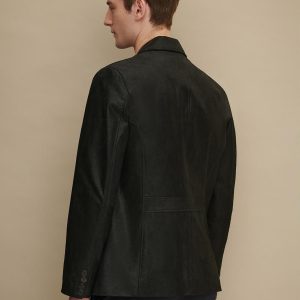 Henry black leather blazer for men - Image 3