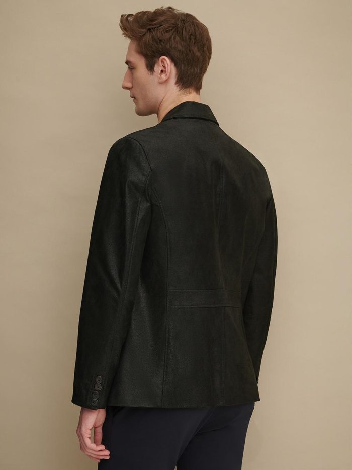 Henry black leather blazer for men - Image 3