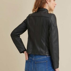 Caitlin scuba black leather jacket for women - Image 4