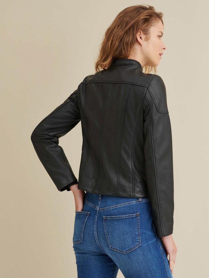 Caitlin scuba black leather jacket for women - Image 4