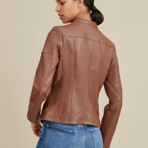 Caitlin scuba brown leather jacket for women - Image 3
