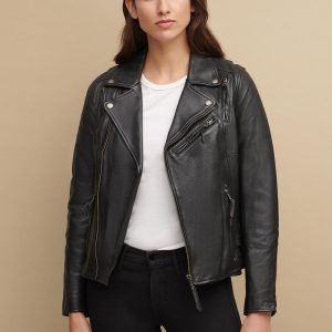 Performance style black leather jacket for women - Image 2