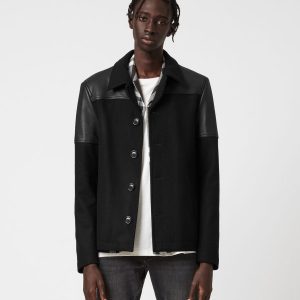 Tarf wool-cashmere blend black suede jacket for men
