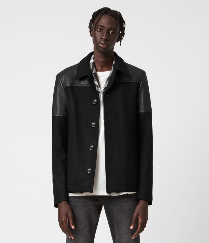 Tarf wool-cashmere blend black suede jacket for men