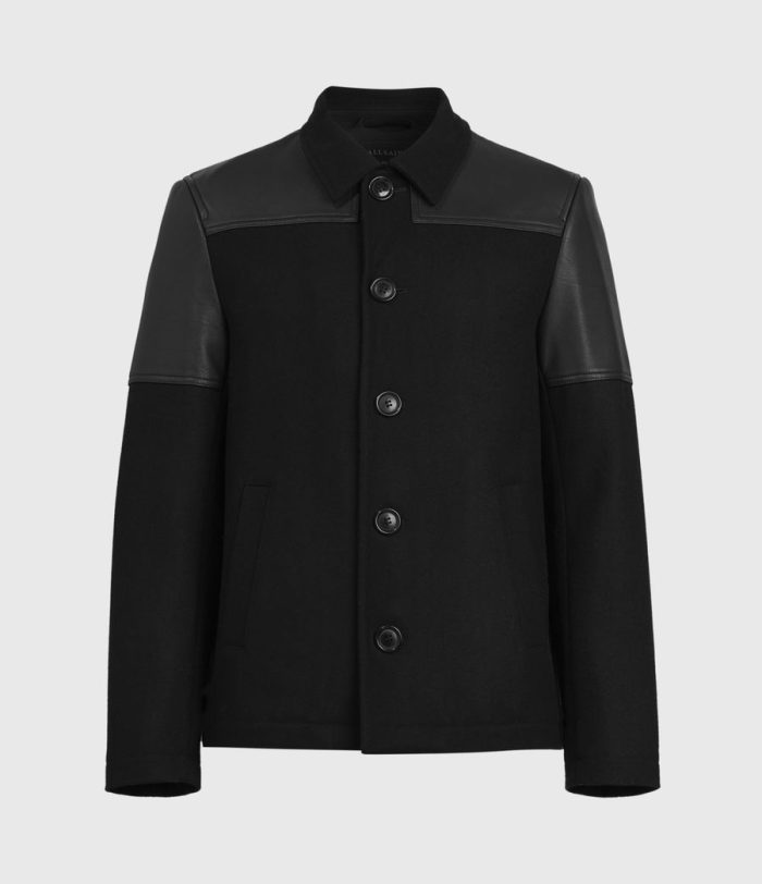 Tarf wool-cashmere blend black suede jacket for men - Image 2