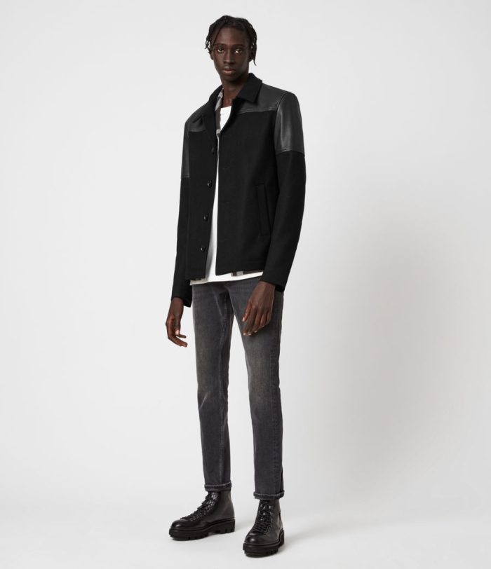 Tarf wool-cashmere blend black suede jacket for men - Image 3