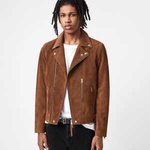 Neko brown suede biker jacket for men