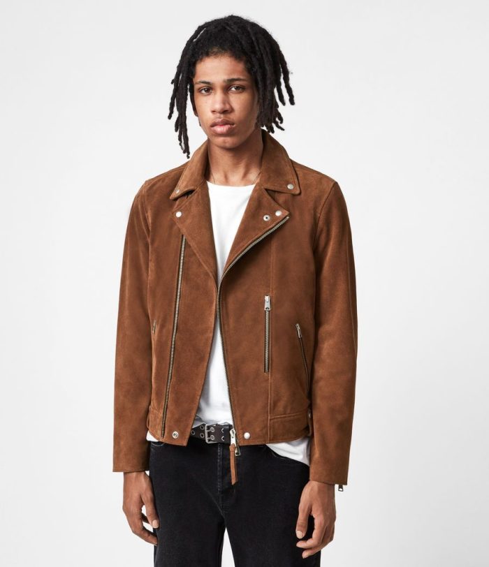 Neko brown suede biker jacket for men