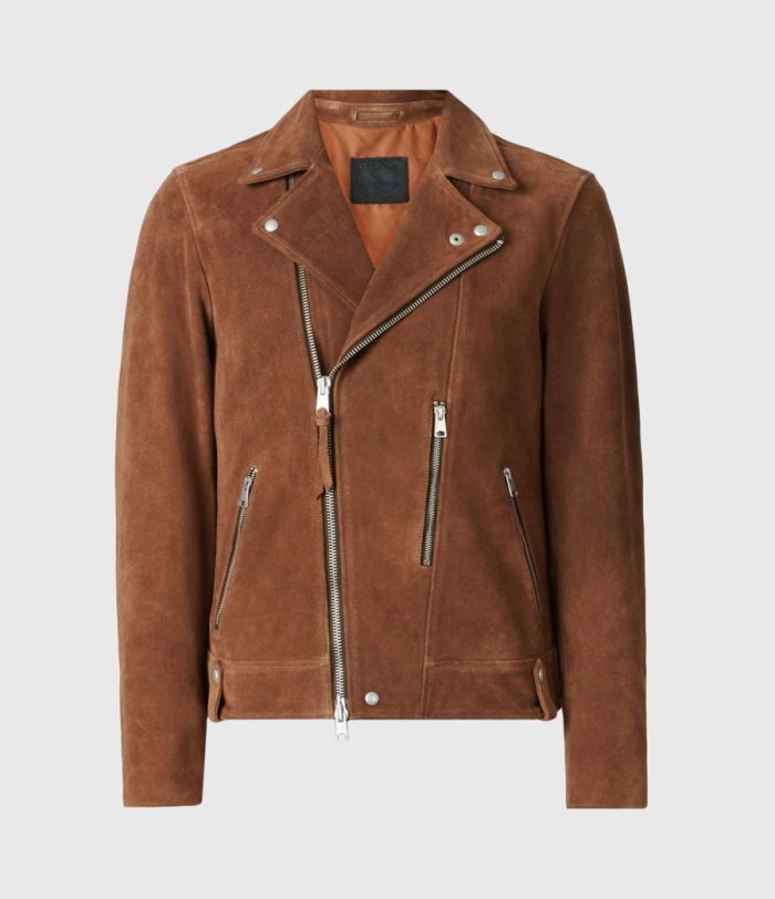 Neko brown suede biker jacket for men - Image 2