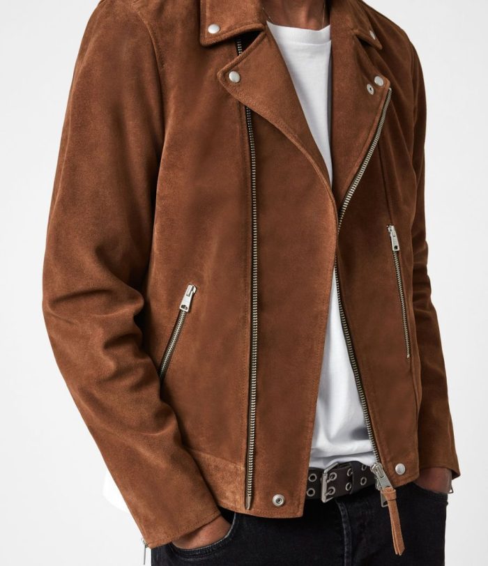 Neko brown suede biker jacket for men - Image 3