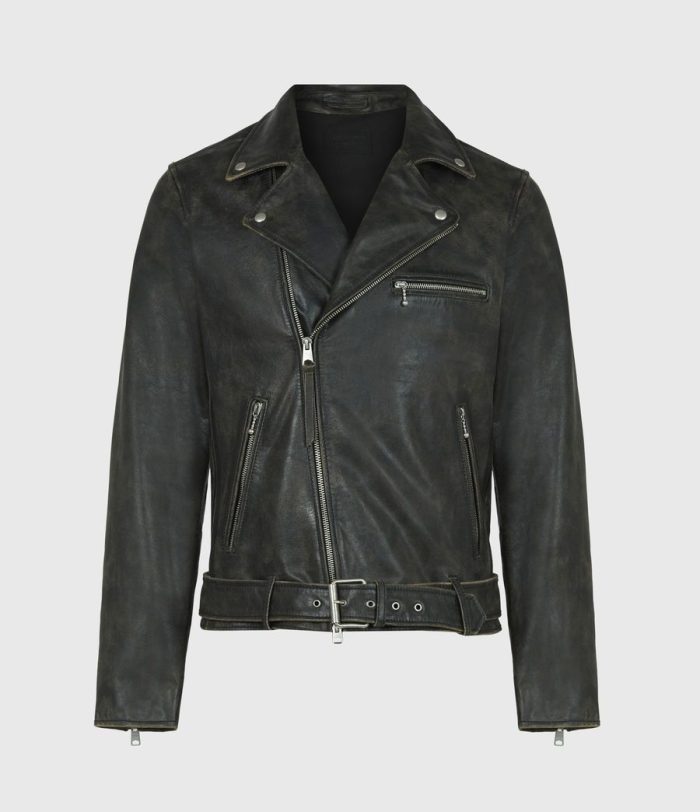 Hank black leather biker jacket for men - Image 2