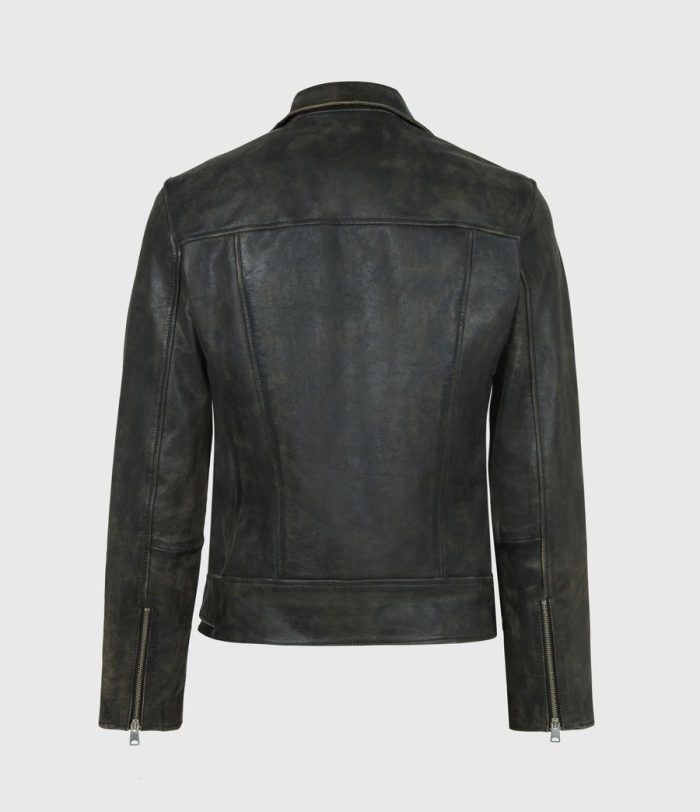 Hank black leather biker jacket for men - Image 4