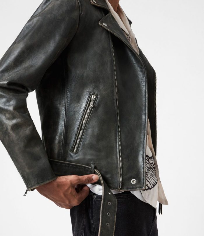 Hank black leather biker jacket for men - Image 3