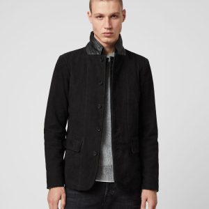 Survey black leather blazer jacket for men - Image 3
