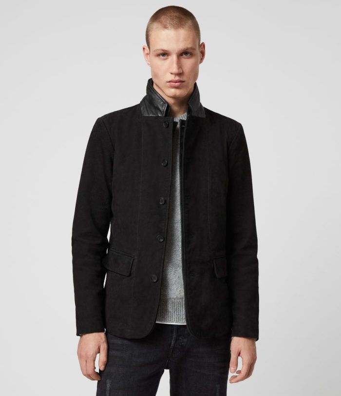 Survey black leather blazer jacket for men - Image 3