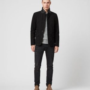 Survey black leather blazer jacket for men - Image 4