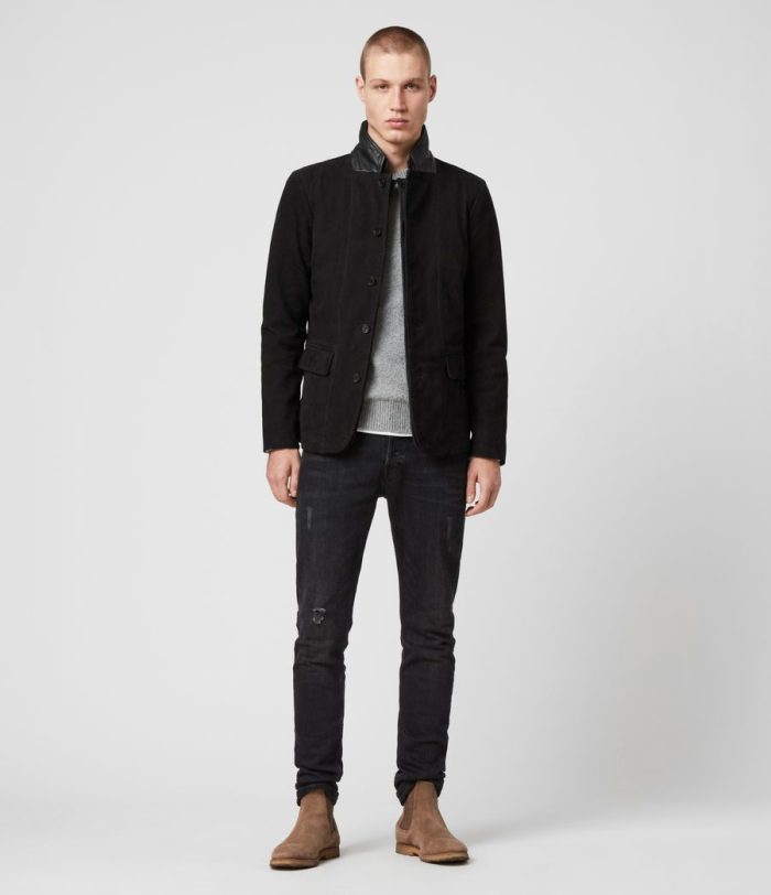Survey black leather blazer jacket for men - Image 4