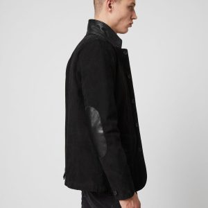 Survey black leather blazer jacket for men - Image 2