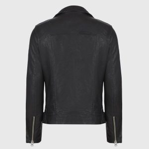 Rigg black leather biker jacket for men - Image 4