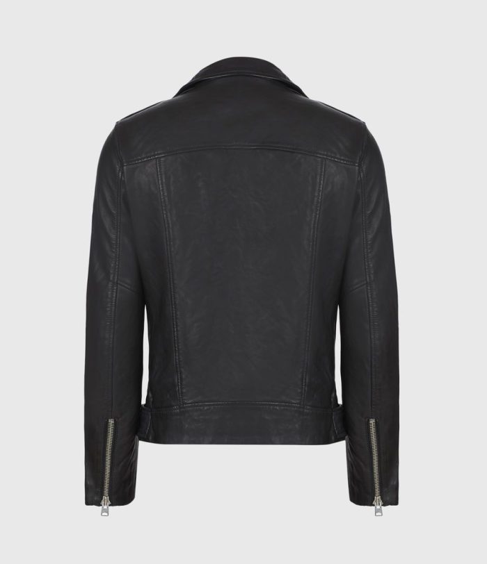 Rigg black leather biker jacket for men - Image 4