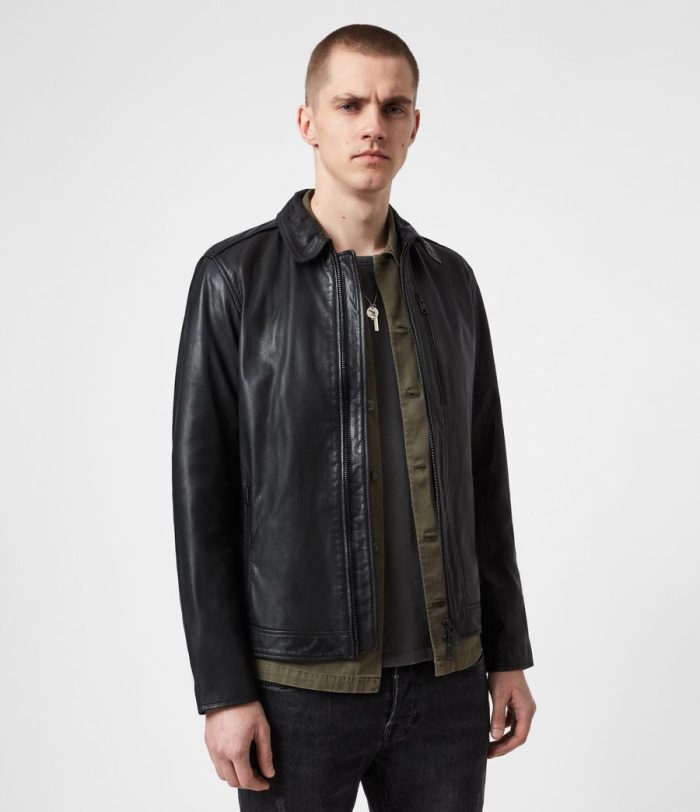 Timo black leather jacket for men - Image 3