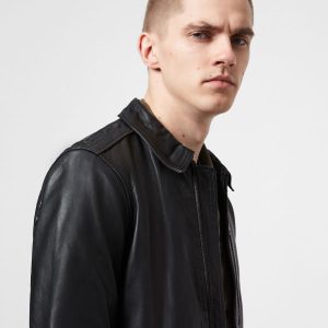 Timo black leather jacket for men