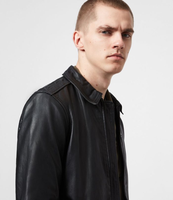Timo black leather jacket for men