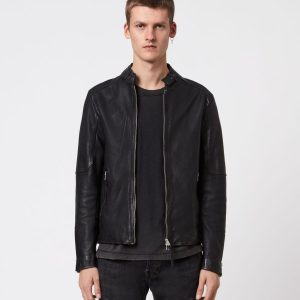 Cora black leather jacket for men