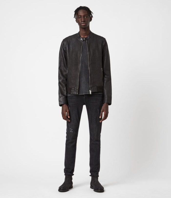 Hopkin black leather jacket for men - Image 2