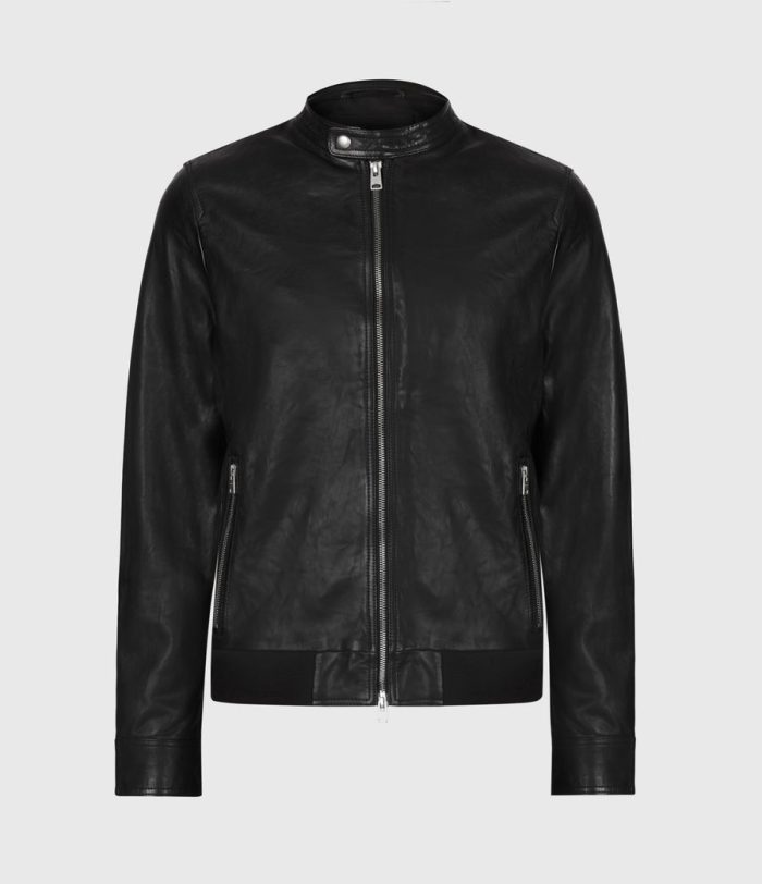 Hopkin black leather jacket for men - Image 3