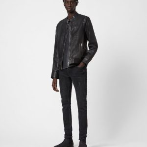 Hopkin black leather jacket for men