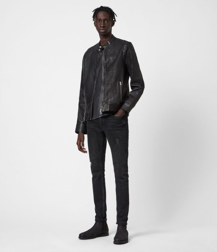Hopkin black leather jacket for men