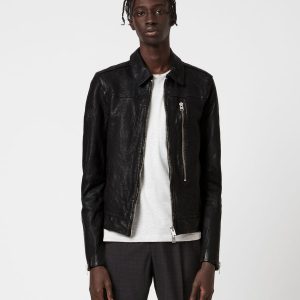 Swithin black leather jacket for men - Image 2