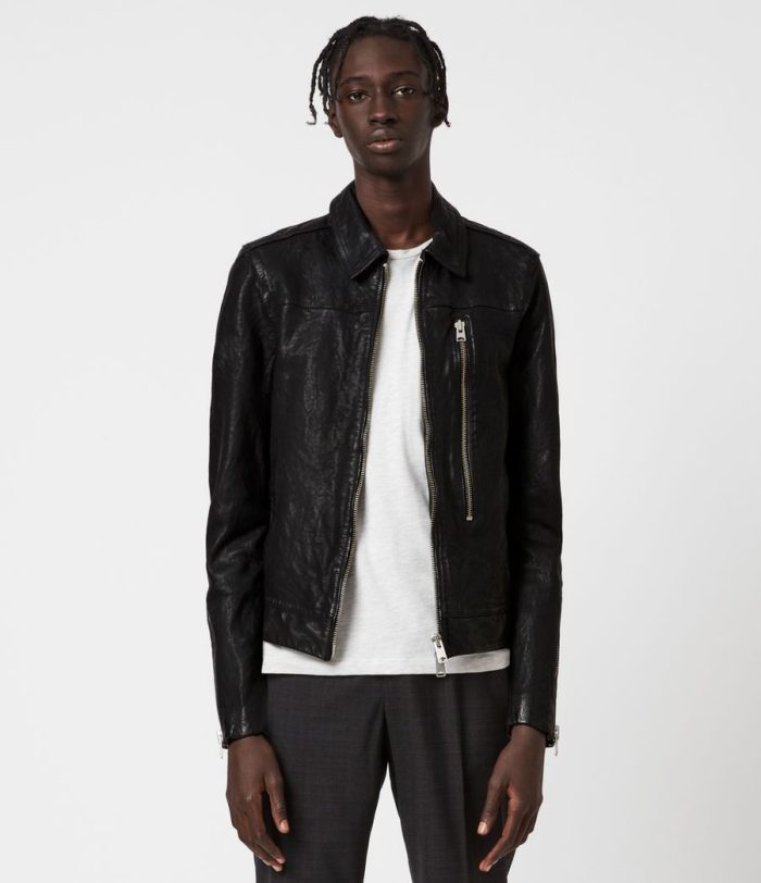 Swithin black leather jacket for men - Image 2
