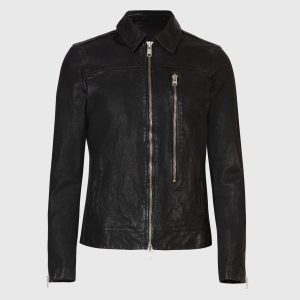 Swithin black leather jacket for men - Image 3