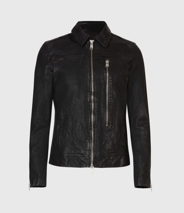 Swithin black leather jacket for men - Image 3
